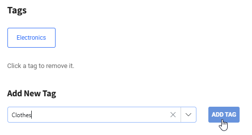 Screenshot of tag selection interface showing various category options