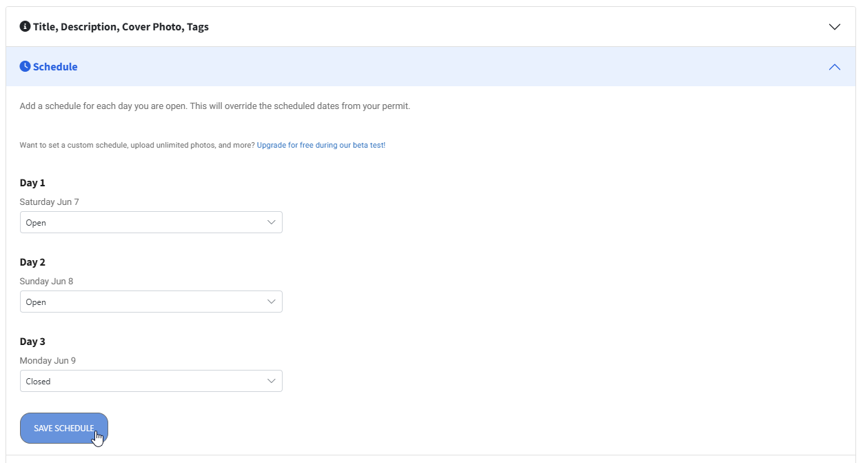 Custom Garage Sale Schedule