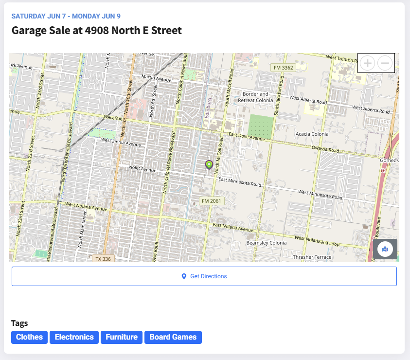 Tagged Garage Sale Listing